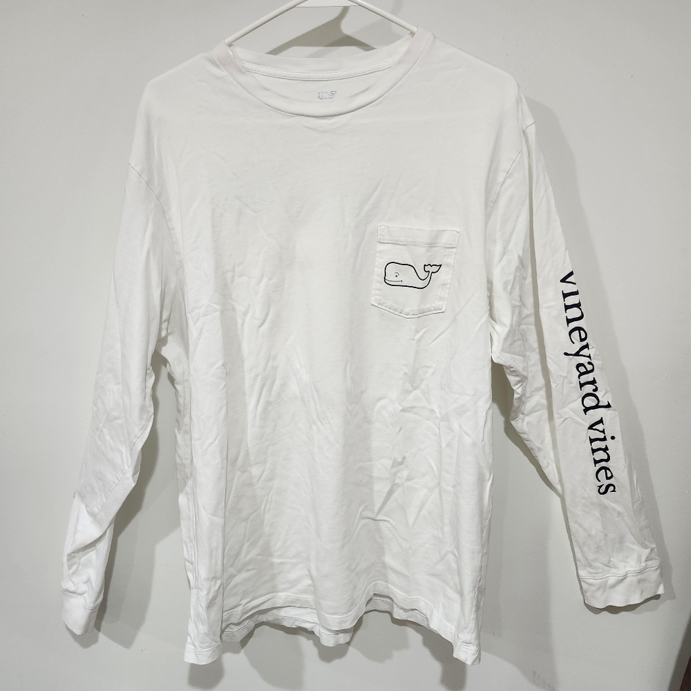 Vineyard Vines Performance Size Large White LS Pullover Whale Shirt